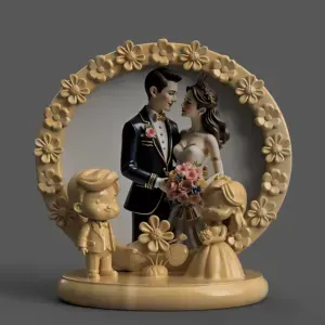 Wedding Couple 3D Frame – Romantic STL for Decoration Gifts