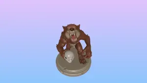 4559 Werewolf with Skull – Minimalist Statue STL DND ARTE
