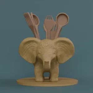 Elephant Kitchen Utensil Holder With Hieroglyphs