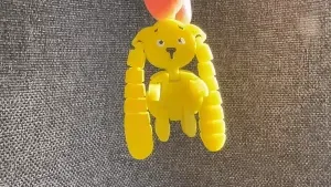 Articulated flexible bunny keychain
