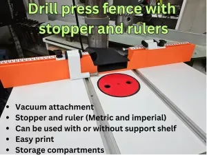 DRILL PRESS FENCE WITH STOP AND RULERS