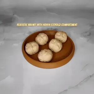 Realistic walnut with hidden storage compartment