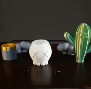 KAWS PLANTER WITH CACTUS (DIVIDED BY COLORS)