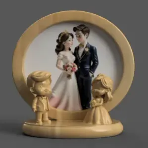 Romantic Wedding Frame – 3D Bride - Groom STL File