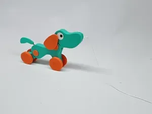 Children's pull-along toy - Multi-part posable-dog