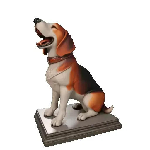 3394 Color 3D Model of Laughing Beagle Dog on Pedestal STL — Фото 2 из 4