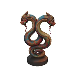 4012 Color 3D Model of Dancing Two-Headed Snake Woman STL
