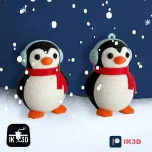 KNITTED PENGUIN FIGURINE AND ORNAMENT - NO SUPPORTS - COLOR