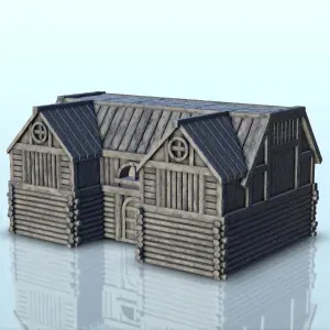 Wooden log warehouse (3) - miniatures warhammer mini RPG sce