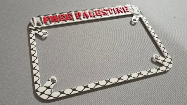 Free Palestine Keffiyeh Motorcycle License Plate Frame