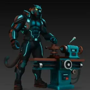 Cyborg at the machine