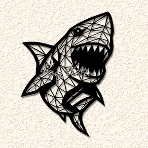 geometric ocean shark attack wall art home decor