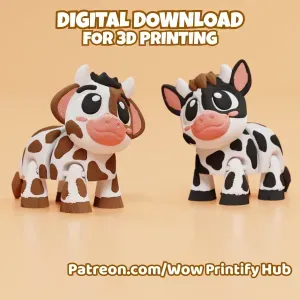 Articulated Cow STL & 3MF – Flexi Fidget Toy for 3d printing