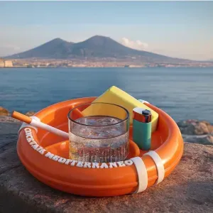 COCKTAIL MEDITERRANEO – “Fake Lifebuoy” Table Tray 🍋🇮🇹