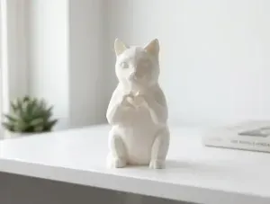 Adorable Low Poly Cat Heart Hands Figurine