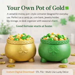 Pot of Gold Money Pot Candy Jar, Coin Bank & Desk Organizer