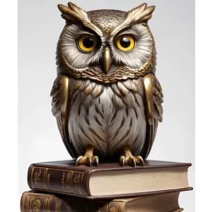 3546 Totem-Style Owl – Color 3D Model on Stand cat STL