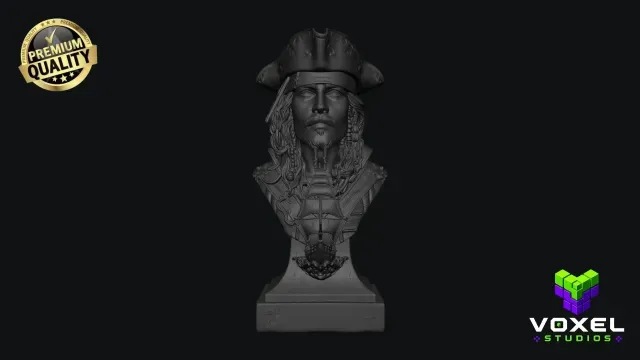 Jack Sparrow Bust STL Pirates of the Caribbean 3D Print Scu — Фото 2 из 6