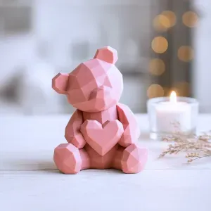 Low Poly Bear with Heart | Cute Geometric Valentine’s Day