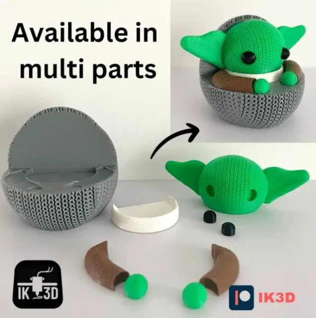 KNITTED GROGU / BABY YODA FIGURINE AND ORNAMENT - MULTI PART — Image 2 of 9