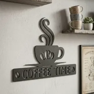 Coffee Time Wall Sign with Cup