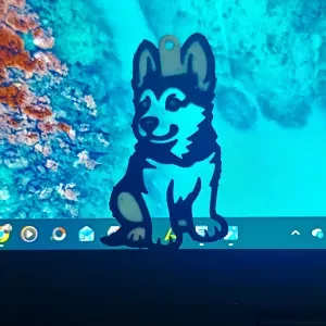 German Shepherd Puppy Figure Keychain - Hollowed-Out Style 1 Side