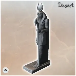 Statue of Egyptian god Ra standing on stone platform (6) - m