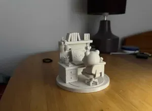 Bear at Desk Dollhouse Diorama