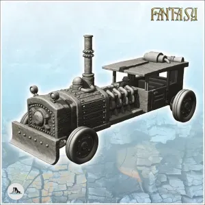 Steampunk car with chimney and bumper (1) - miniatures warha
