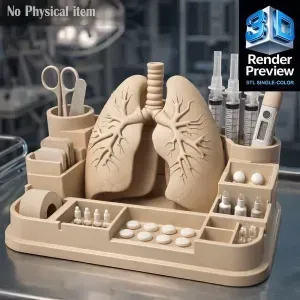 Lungs Medical Organizer STL | Desk Organizer for Doctors |