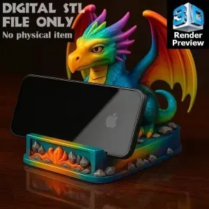 Colorful Dragon Phone Stand 3D Print Model STL