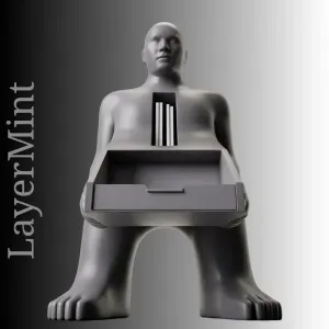 Human Figure Desk Organizer with Pull-Out Drawer – 3D Print