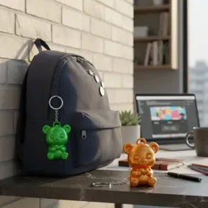 Cute Teddy Bear with Heart Chibi Keychain & Toy