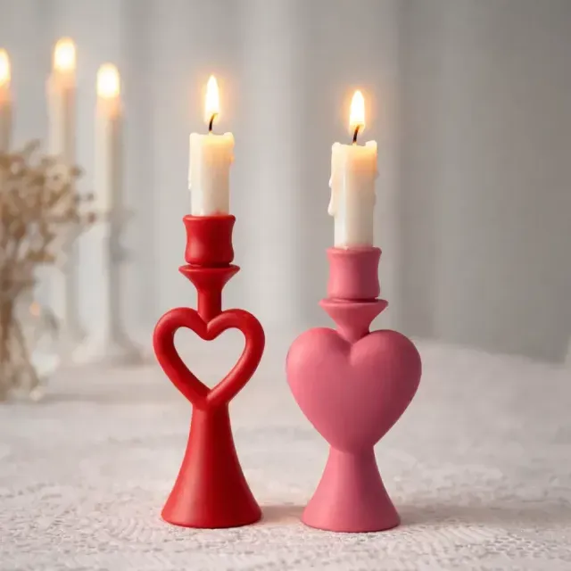 Heart Candlestick Set | Romantic Candle Holder Decoration — Image 8 of 9