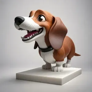 12 Laughing Dachshund — Color 3D-Printed Statue