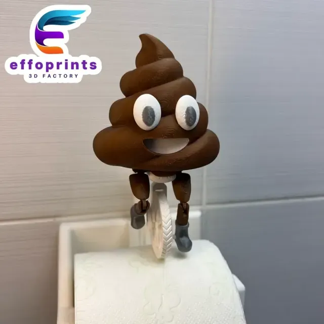 Poop Emoji Riding On Toilet Paper Hanger Gadget — Фото 3 из 9