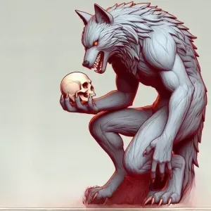 3540 Werewolf Howling with Skull – 3D Model witch STL