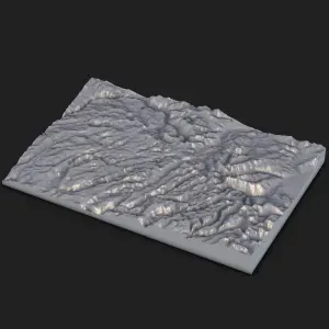 Mountain Valley Terrain Tile – 3D Printable Relief STL