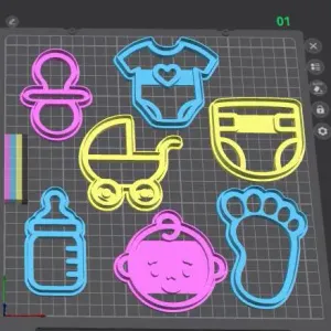 Baby Shower Cookie Cutter Set – 3D Printable STL for Baking
