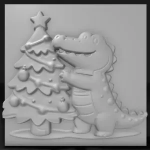 crocodile near the Christmas tree 2