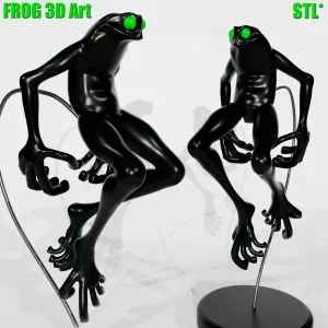 FROG 3D ART | BLACK FROG FIGURE - PRINT MODEL | FROG TOY