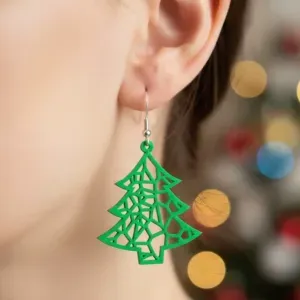 Festive 3D Printed Christmas Tree Earrings