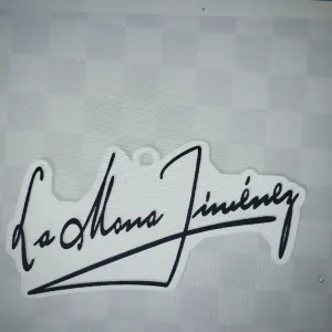 logo y llavero firma de la mona jimenez