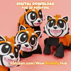 Articulated Red Panda STL & 3MF – Flexi Print in place