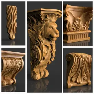 Bracket with lion set 5pcs Brackets