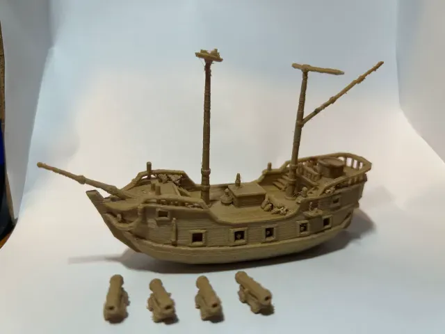 pirate ship gallion with 4  canons to stick