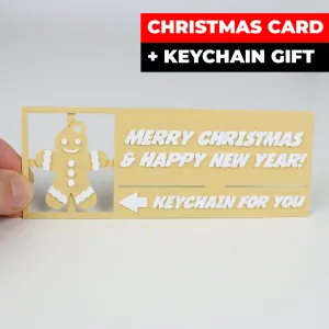 CHRISTMAS CARD + GINGERBREAD MAN KEYCHAIN