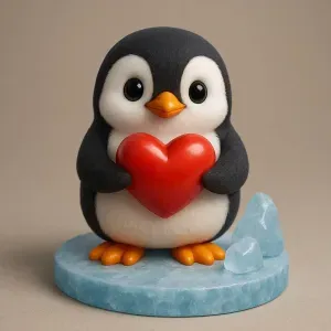 Valentine's Penguin - Penguin in Love with a Heart