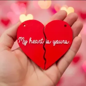 My heart is yours: double keychain heart for valentines