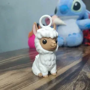 Cute Alpaca Keychain – Fluffy Cartoon Llama 3D Printable Chain